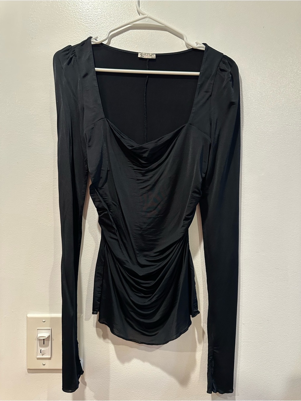 Free People Black Draped Long-Sleeve Women's Top